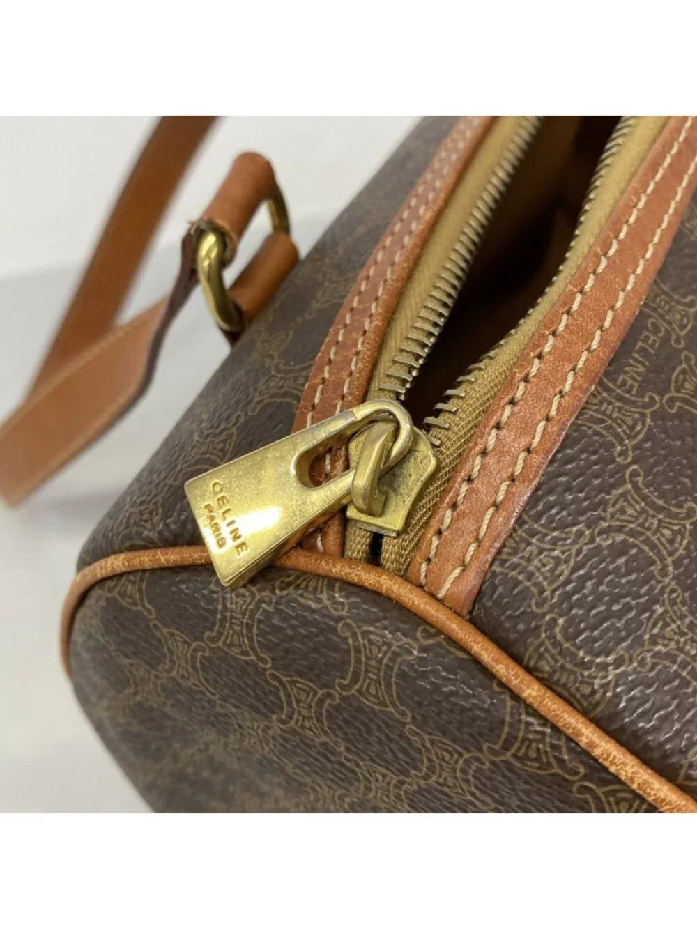 Celine Handbag Macadam Brown Gold